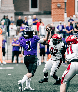 Football players in action on the field